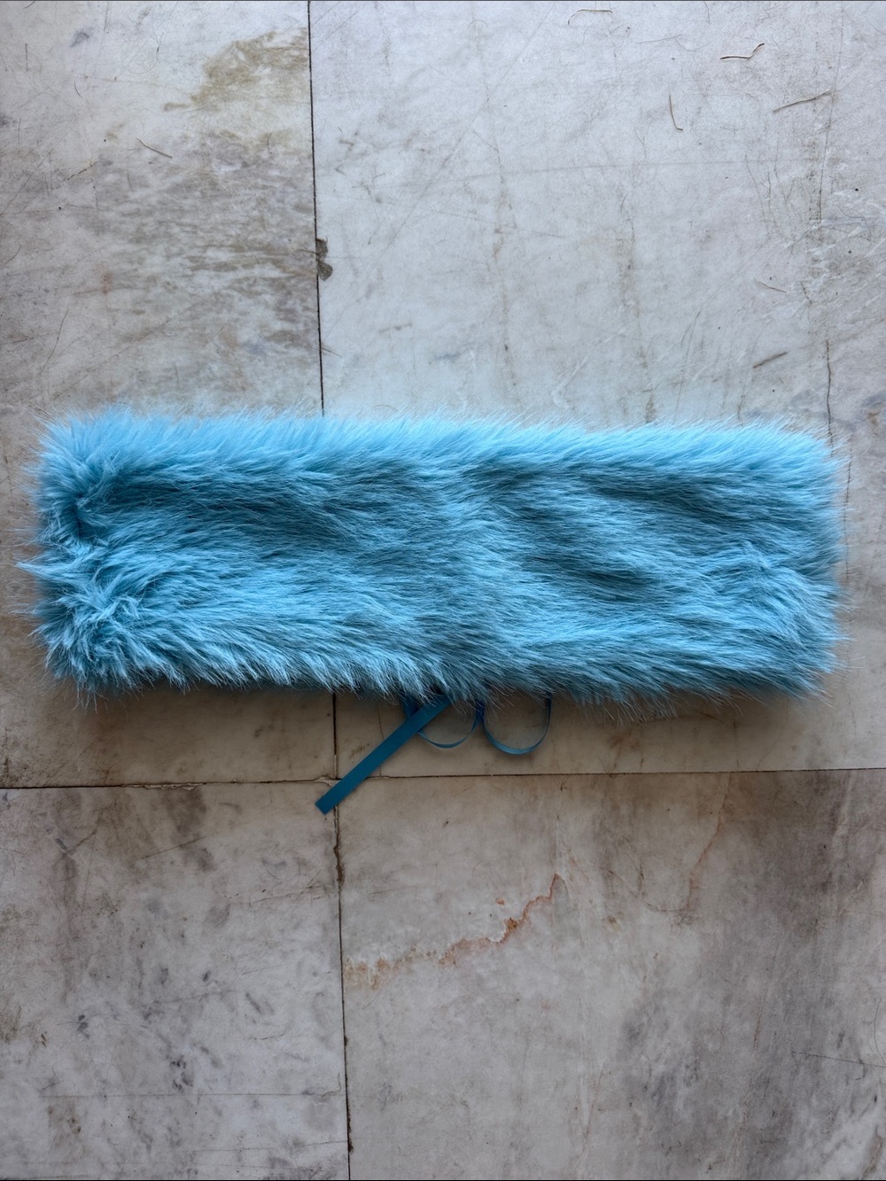 Y2K light blue faux fur fuzzy strapless top